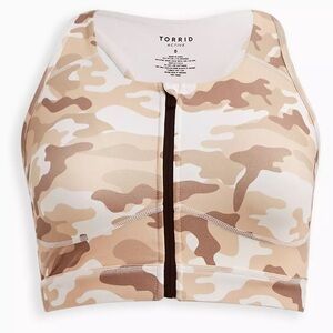 Torrid Beige Camo Zip Front Sports Bra Size 2 = 2x/18-20